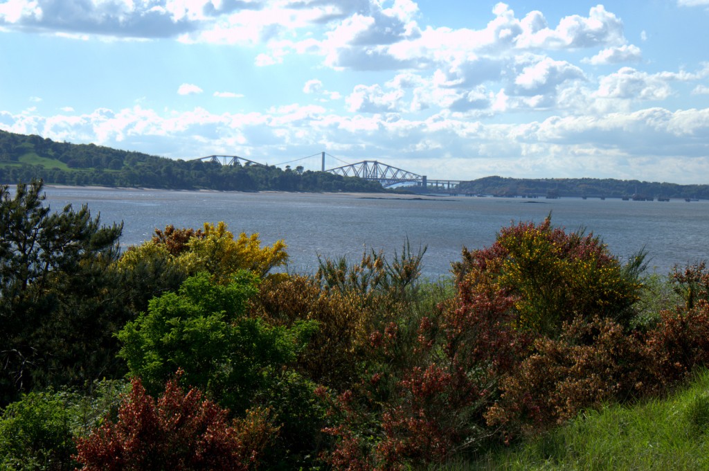 The Forth Railway Bridge as seen from the west side of Cramond Island.
