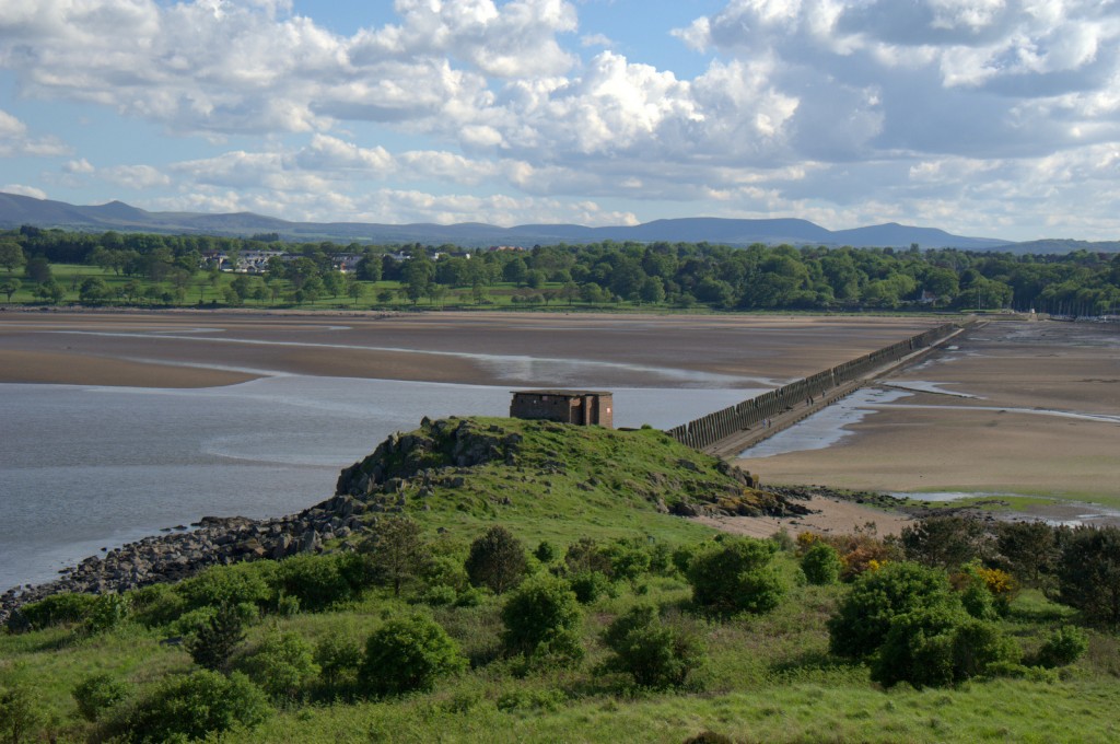 From the island looking back to the mainland. In the middle there you can see one of the gun emplacements.